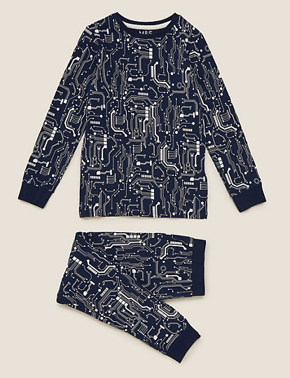 Cotton Electric Patterned Pyjama Set (7-16 Yrs)