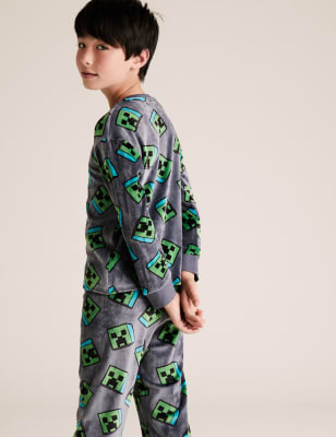 Pyjama En Velours A Motif Minecraft Du 3 Au 16 Ans