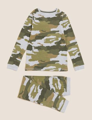 M&S Boys Cotton Camouflage Pyjamas (7-16 Yrs)