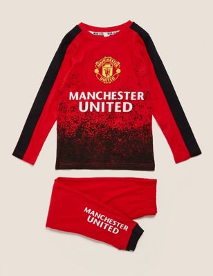 New Manchester United Kid's Pyjamas Large Crest Fanatics Pyjama Set Red 