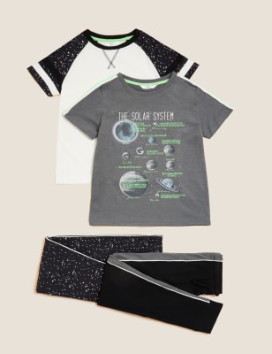 

M&S Collection 2er-Pack Schlafanzugsets mit hohem Baumwollanteil und Weltraummotiv (6-16 J.) - Grey Mix, Grey Mix
