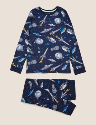 M&S Boys Cotton Rich Space Pyjamas (7-16 Yrs)