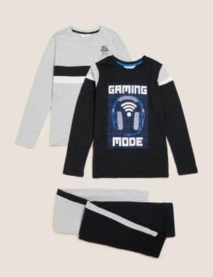 

M&S Collection Pack de 2 pijamas de algodón con estampado de gaming (6-16 años) - Multi, Multi
