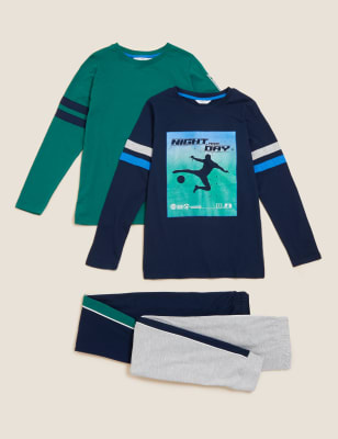 

M&S Collection Pack de 2 pijamas de algodón con estampado de fútbol (6-16 años) - Multi, Multi