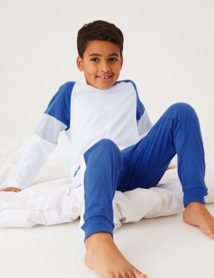 

2er-Pack Schlafanzugsets aus reiner Baumwolle mit Blockfarben (2-16 J.) - Blue Mix, Blue Mix