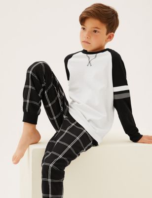 M&S Boys 2pk Cotton Rich Check Pyjama Sets (6-16 Yrs)