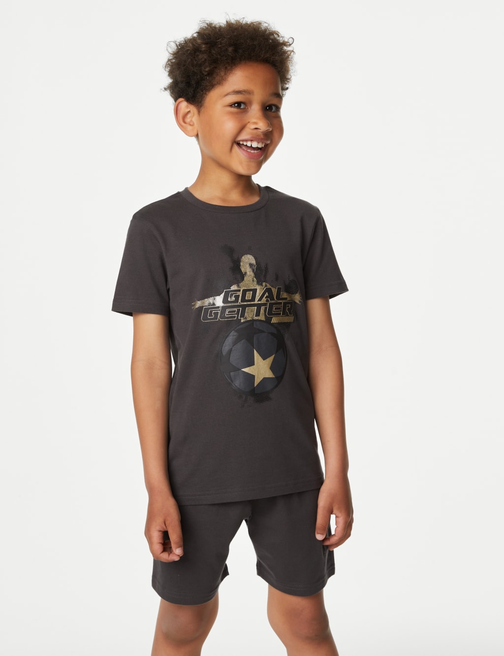 Pure Cotton Football Short Pyjama Set (6-16 Yrs) image 2