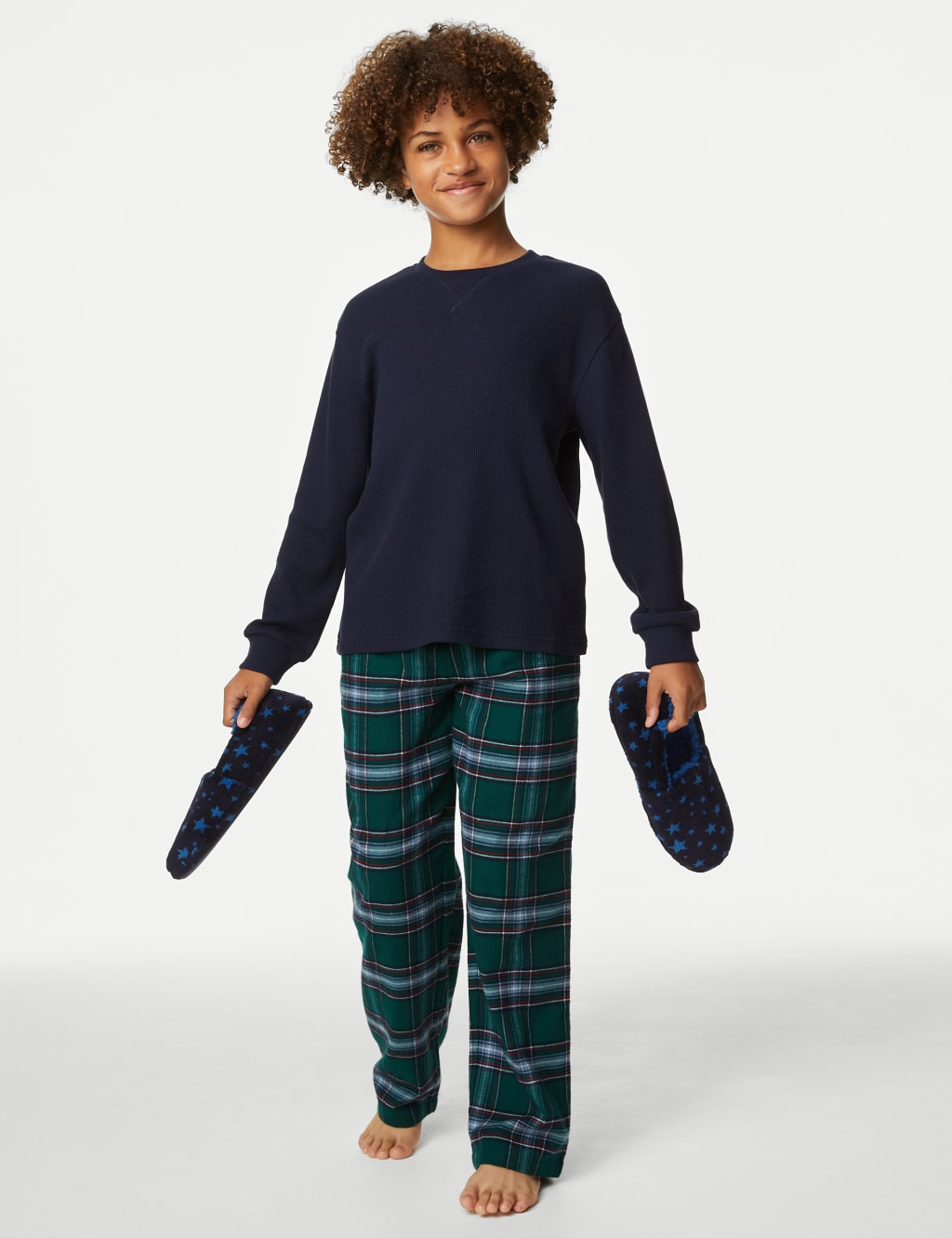 Cotton Blend Checked Pyjamas (6-16 Yrs) image 1