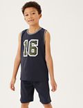 2pk Pure Cotton Basketball Pyjama Sets (6-16 Yrs)