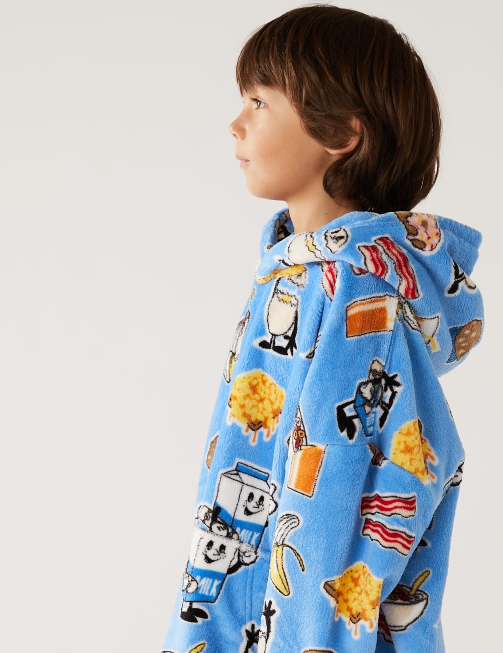 Fleece Breakfast Print Oversized Hoodie (7-16 Yrs) image 3