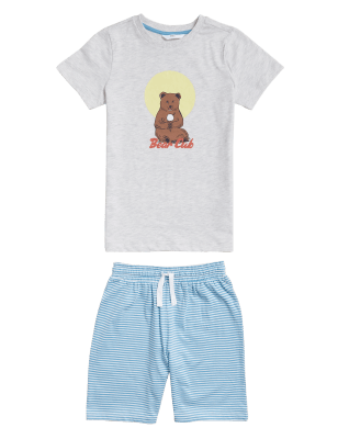 

Boys M&S Collection Cotton Rich Bear Cub Short Pyjama (1-16 Yrs) - Grey Mix, Grey Mix