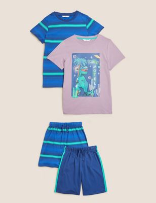 

Boys M&S Collection 2pk Pure Cotton Dinosaur Short Pyjama Sets (6-16 Yrs) - Lilac Mix, Lilac Mix
