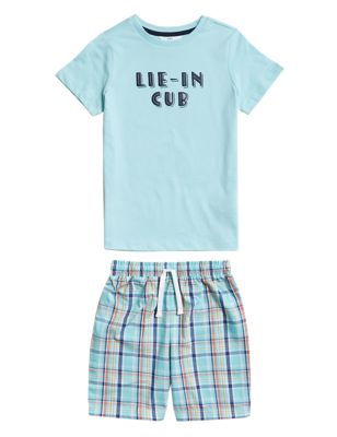 

Boys M&S Collection Pure Cotton Lie-In Cub Short Pyjama (1-16 Yrs) - Aqua Mix, Aqua Mix