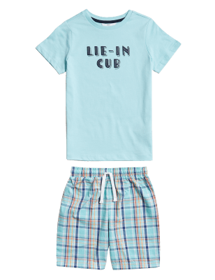 

Boys M&S Collection Pure Cotton Lie-In Cub Short Pyjama (1-16 Yrs) - Aqua Mix, Aqua Mix