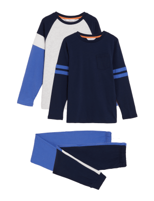 

Boys M&S Collection 2pk Cotton Rich Pyjama Sets (6-16 Yrs) - Blue Mix, Blue Mix