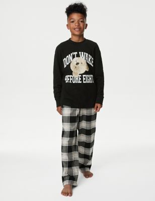 Pure Cotton Spencer Bear Checked Pyjamas (6-16 Yrs)