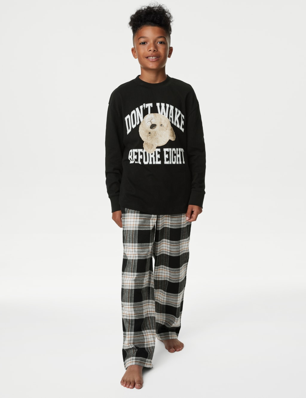 Pure Cotton Spencer Bear™ Checked Pyjamas (6-16 Yrs) image 1