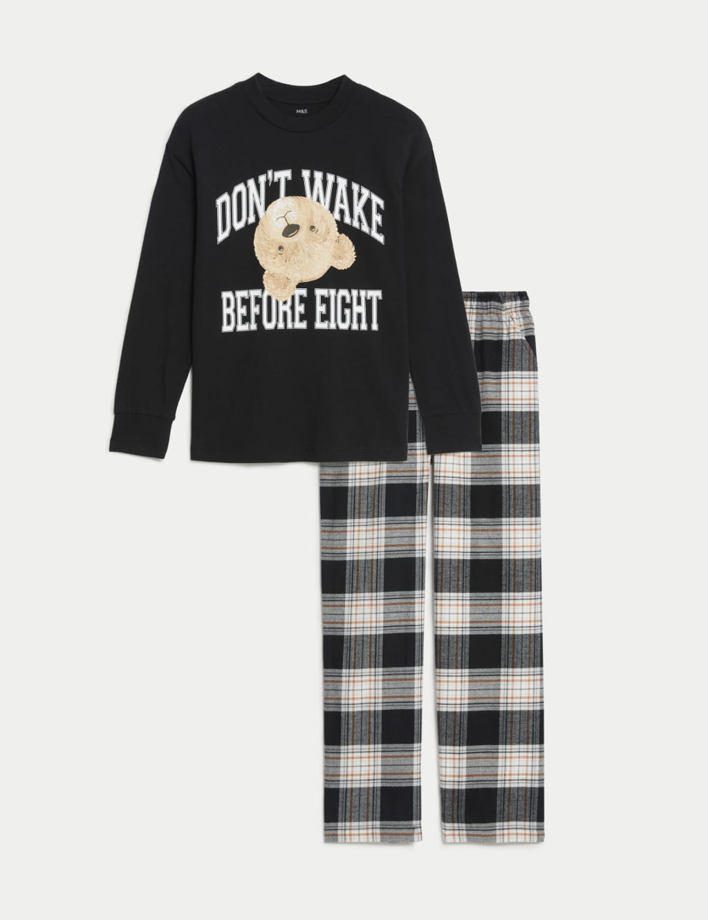 Pure Cotton Spencer Bear™ Checked Pyjamas (6-16 Yrs) image 2
