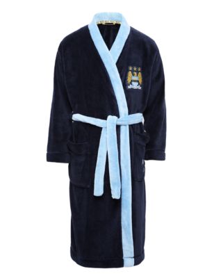 Manchester City Boys Dressing Gown Bathrobe Age 3-12 Years 