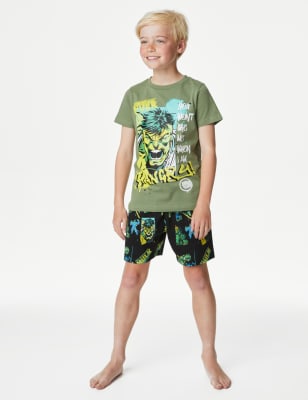 

Boys M&S Collection The Hulk™ Short Pyjama Set (6-16 Yrs) - Green Mix, Green Mix