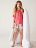 Pure Cotton Besties Slogan Short Pyjama Set (1 - 16 Yrs)