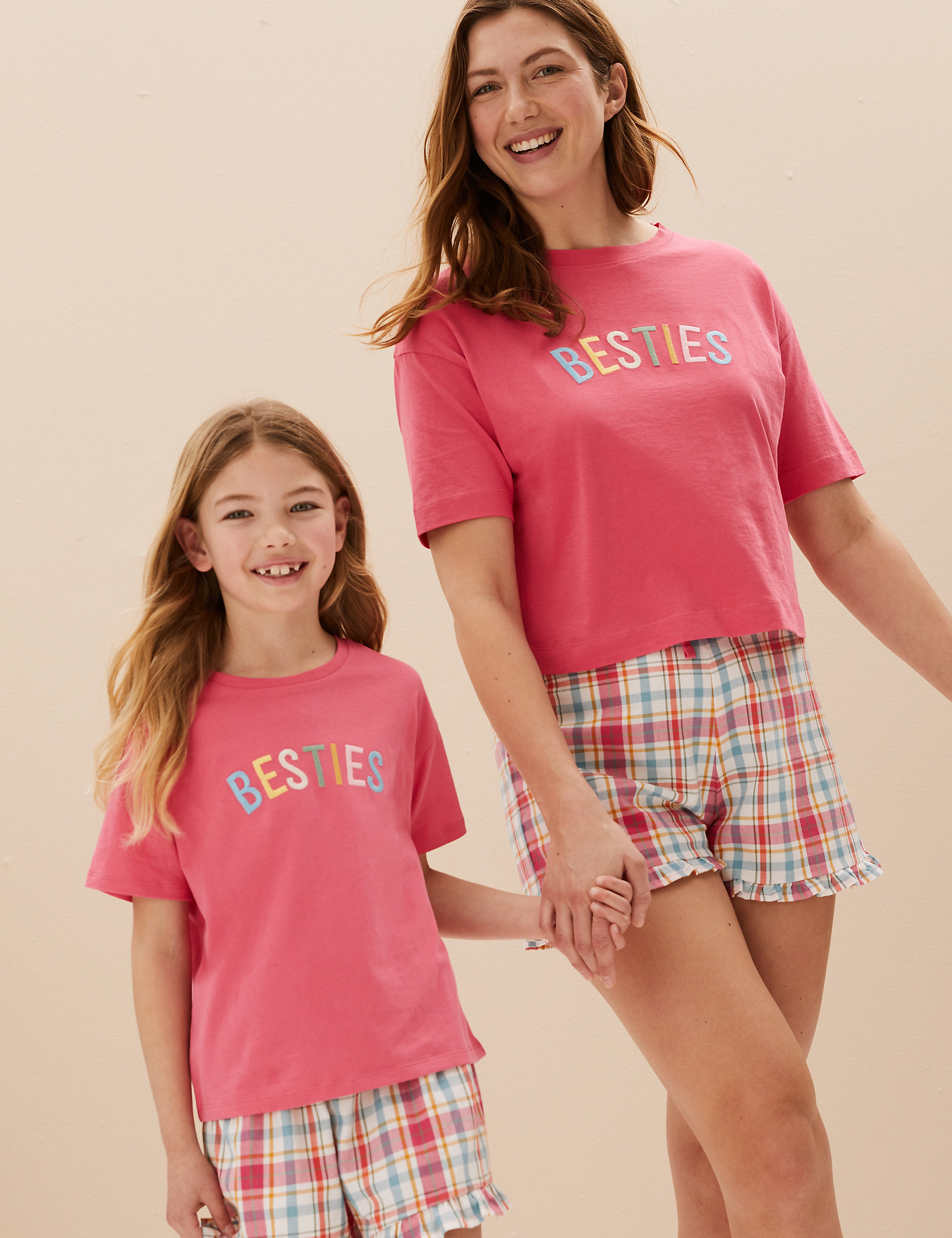 Pure Cotton Besties Slogan Short Pyjama Set (1 - 16 Yrs)