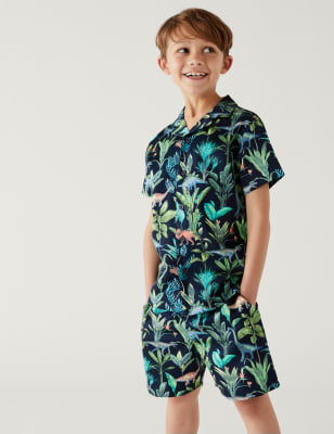 

Unisex,Boys,Girls M&S Collection Pure Cotton Dinosaur Short Pyjama Set (1-16 Yrs) - Blue Mix, Blue Mix