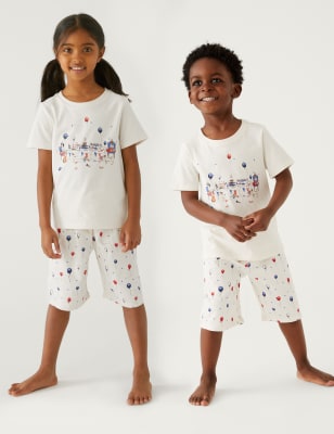 

M&S Collection Kurzes Schlafanzugset aus reiner Baumwolle mit Krönungsmotiv (1-16 Jahre) - Ivory, Ivory