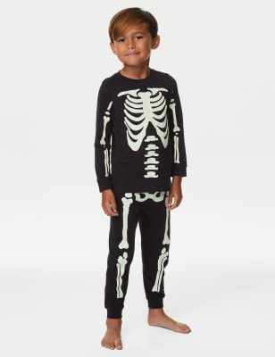 Pijama infantil de Halloween con dise o de esqueleto que brilla en la oscuridad 3 16 a os