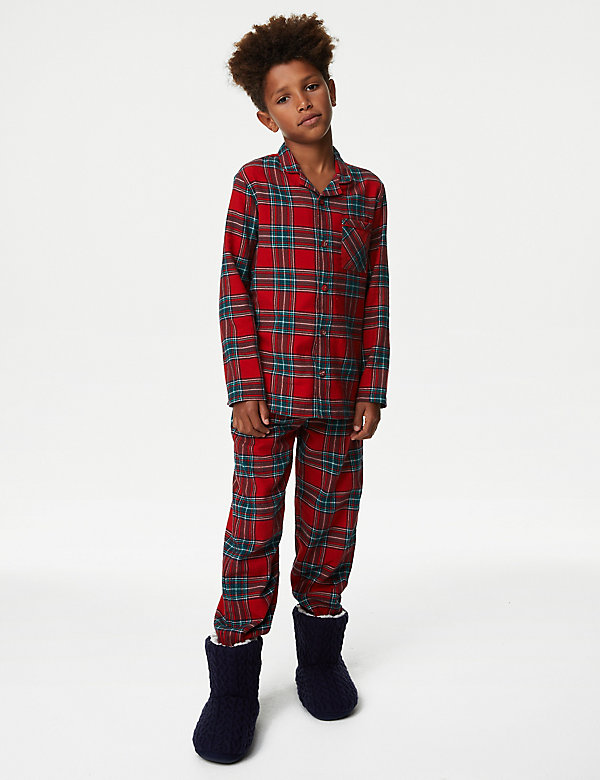 Kids' Checked Family Christmas Pyjamas Set (1-16 Yrs) - AL