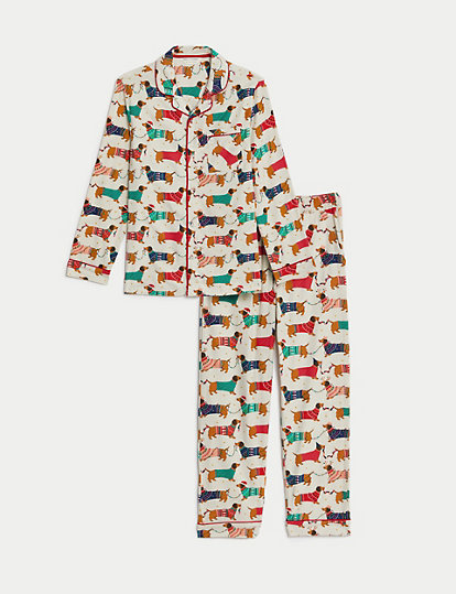 Kids' Sausage Dog Family Christmas Pyjama Set (1-16 Yrs)