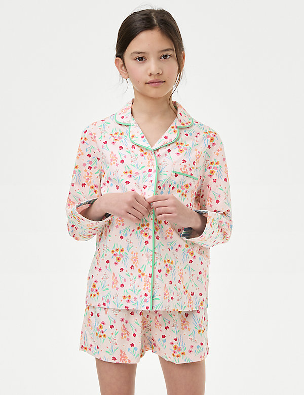 Pyjama van zuiver katoen met bloemmotief (1-16 jaar) - NL