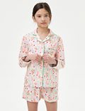 Pyjama van zuiver katoen met bloemmotief (1-16 jaar)