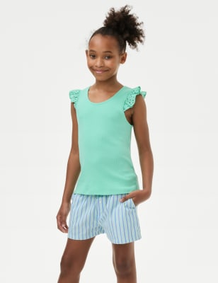 M&S Girl's Cotton Rich Striped Pyjamas (1-16 Yrs) - 9-10Y - Blue Mix, Blue Mix