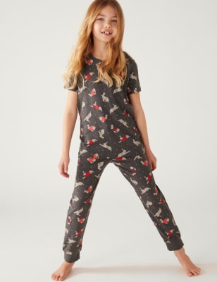 

M&S Collection Pijama de algodón con estampado de conejos - Charcoal Mix, Charcoal Mix