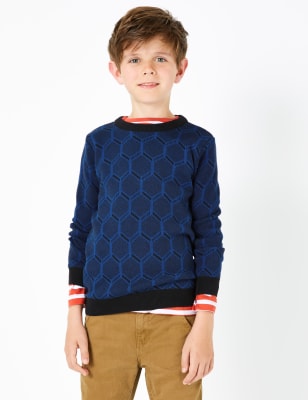 Pull en coton &agrave; imprim&eacute; g&eacute;om&eacute;trique (du 3 au 16&nbsp;ans)