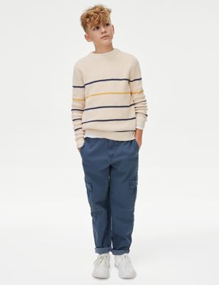 

Boys M&S Collection Pure Cotton Knitted Striped Jumper (6-16 Yrs) - Cream Mix, Cream Mix