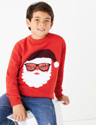 Pull en coton &agrave; imprim&eacute; P&egrave;re No&euml;l orn&eacute; de sequins (du 3 au 16&nbsp;ans)