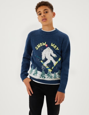 

M&S Collection Strickpullover mit Yeti auf Skiern (6-16 Jahre) - Multi, Multi