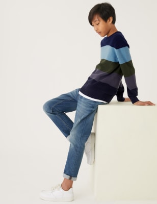 

M&S Collection Gestreifter Strickpullover aus reiner Baumwolle (6-16 J.) - Multi, Multi
