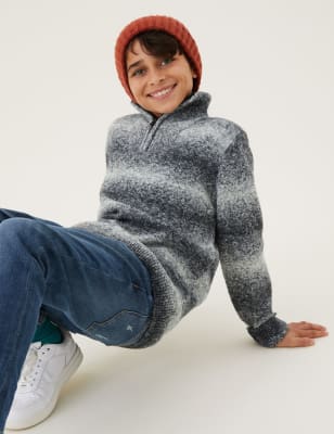 

Boys M&S Collection Cotton Rich Striped Zip Jumper (6-16 Yrs) - Black Mix, Black Mix