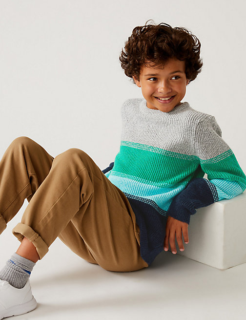 Marks And Spencer Boys M&S Collection Knitted Striped Jumper (6-16 Yrs) - Multi