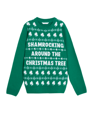 

Boys M&S Collection Mini Me Irish Christmas Jumper (6 - 16 Yrs) - Green Mix, Green Mix