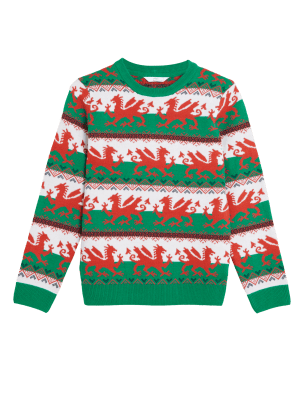 

Boys M&S Collection Mini Me Welsh Christmas Jumper (6 - 16 Yrs) - Multi, Multi