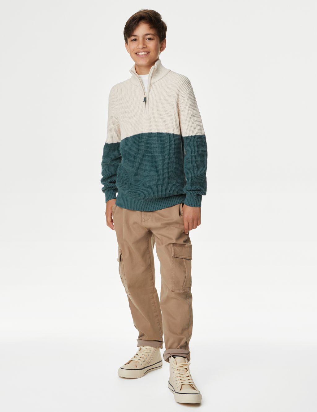 Pure Cotton Waffle Zip Jumper (6-16 Yrs) image 3