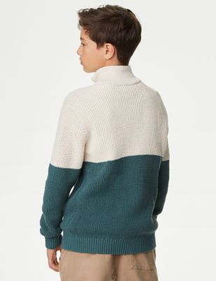 Pure Cotton Waffle Zip Jumper (6-16 Yrs)