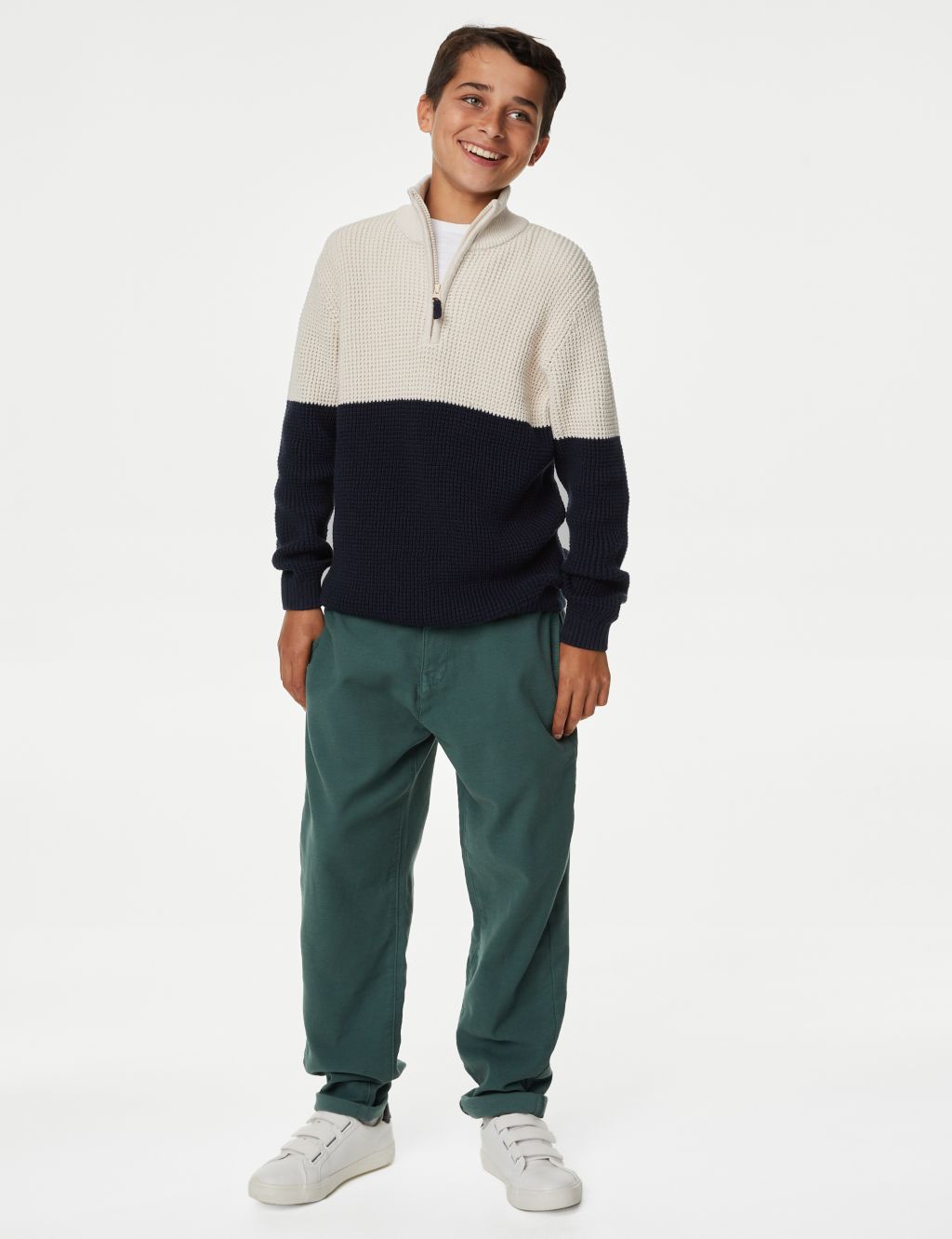 Pure Cotton Waffle Zip Jumper (6-16 Yrs) image 3