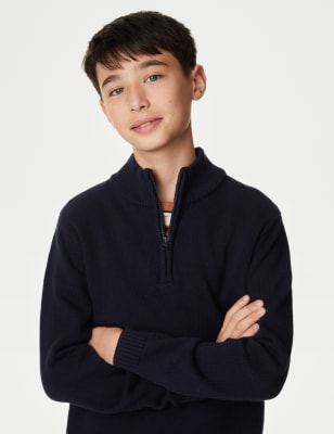 

M&S Collection Jersey de punto 100% algodón con cremallera (6-16 años) - Navy, Navy