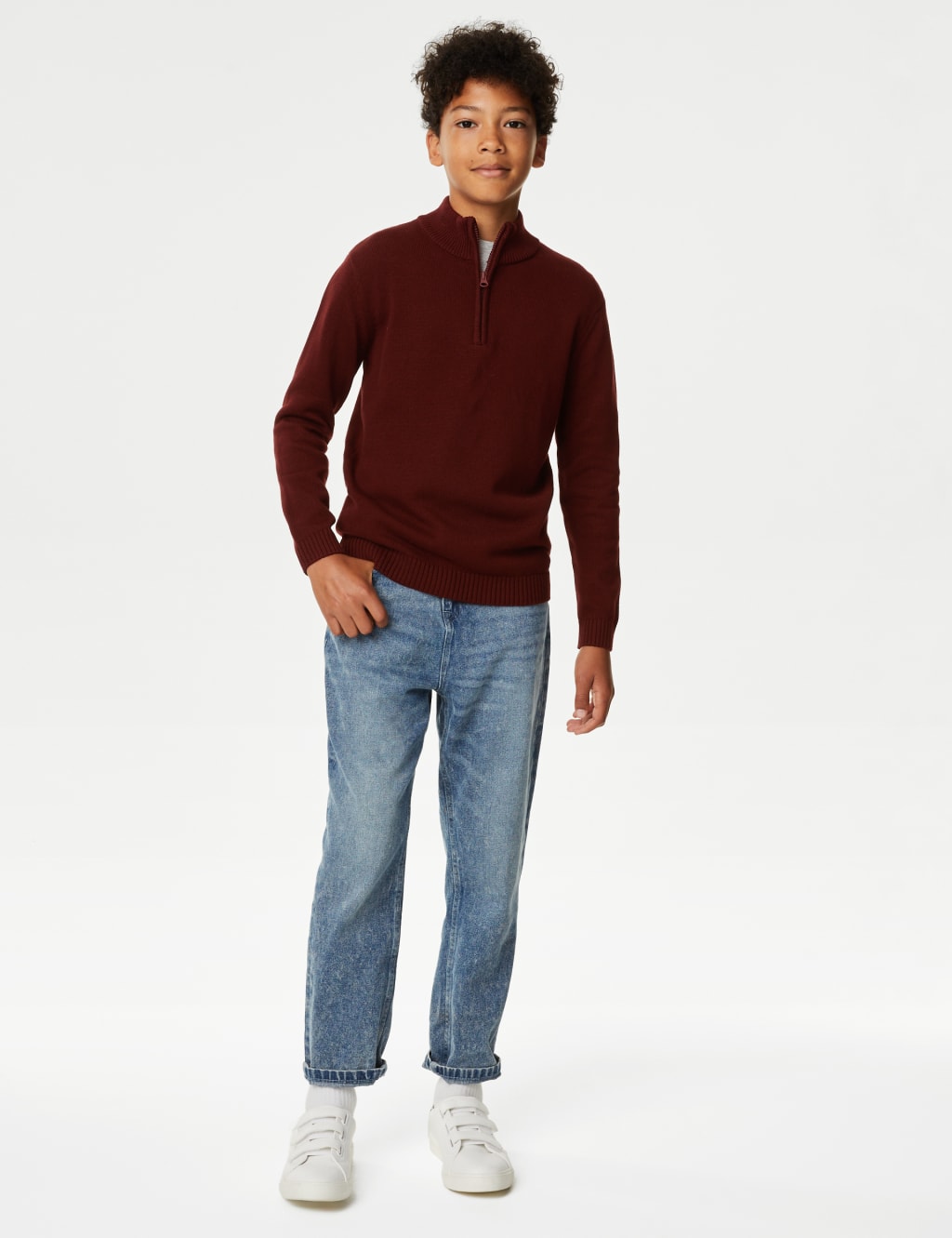 Pure Cotton Zip Knitted Jumper (6-16 Yrs) image 1