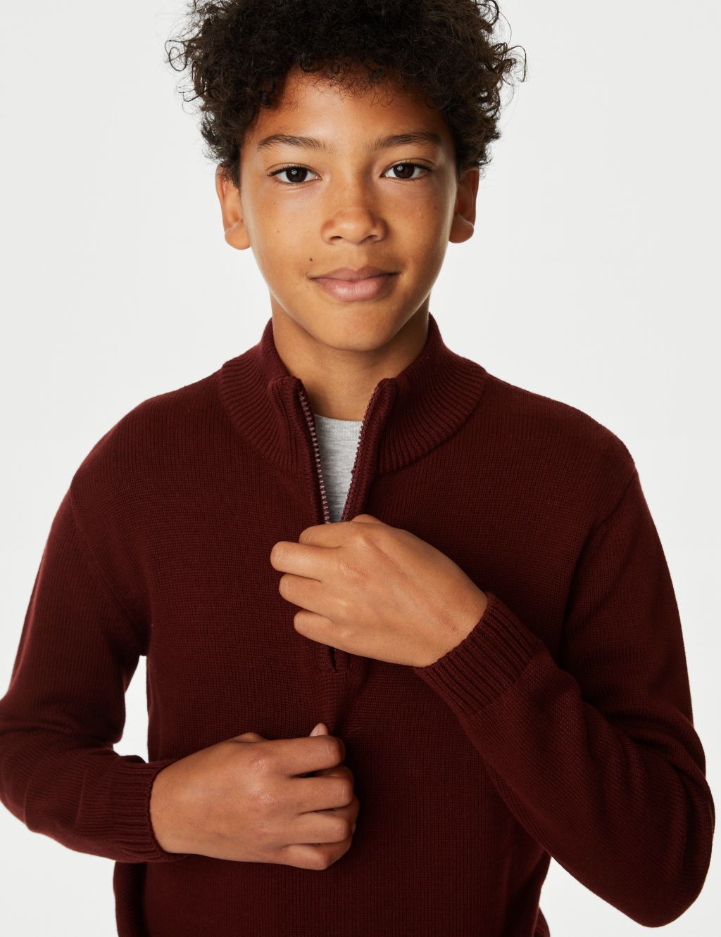 Pure Cotton Zip Knitted Jumper (6-16 Yrs) image 3